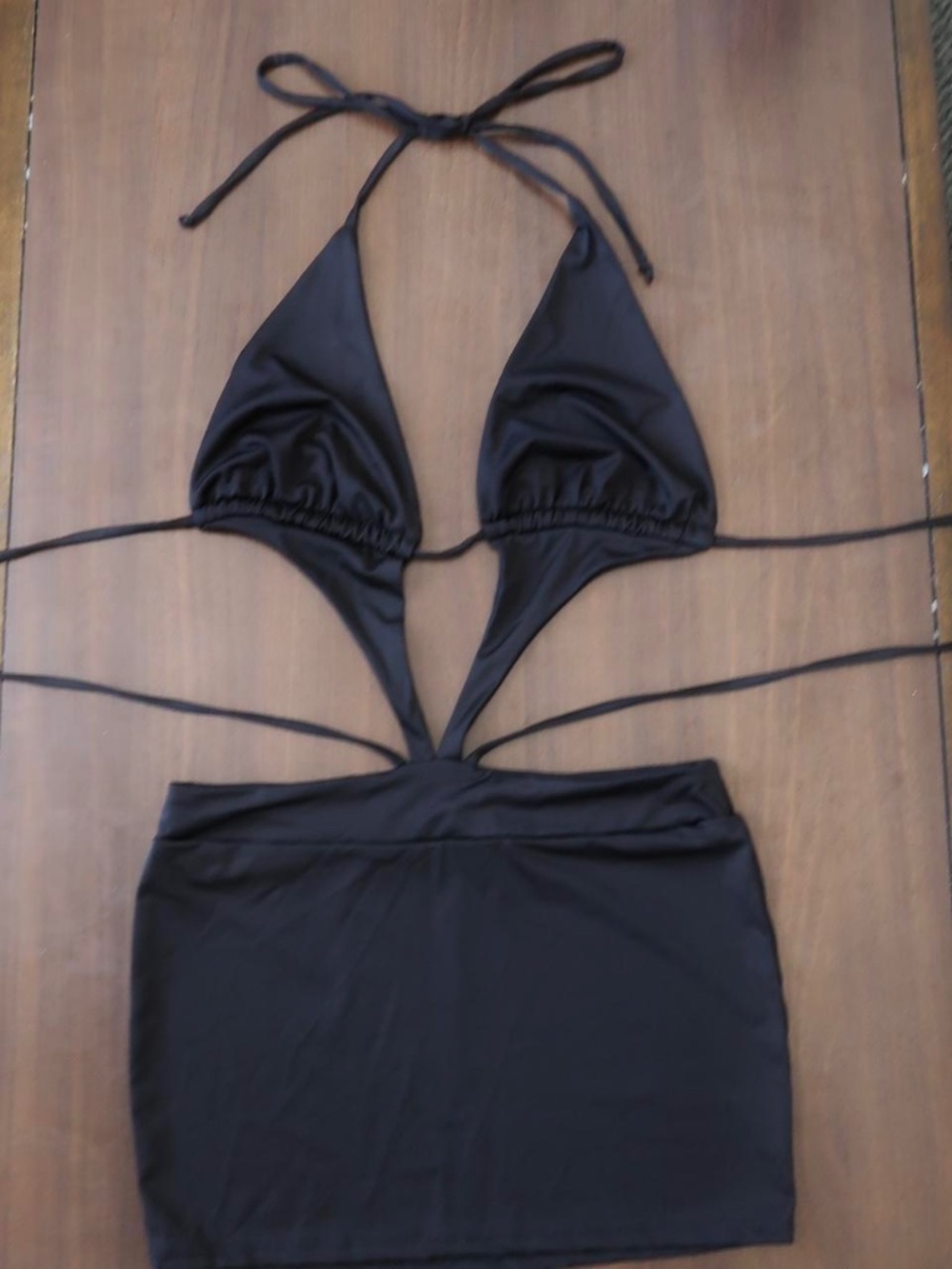 Fashion Nova Black Strappy Cutout Halter Mini Dress